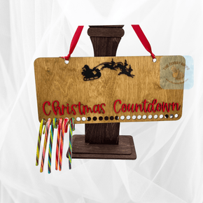 A wooden Holiday decor plaque. Add some candy canes and countdown to Christmas. Finished plaque is for inspiration only