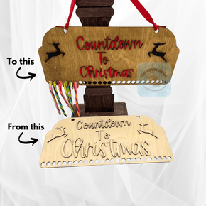 A DIY paint kit for Holiday countdown decor. A wooden plaque to hang up and show your Christmas spirit