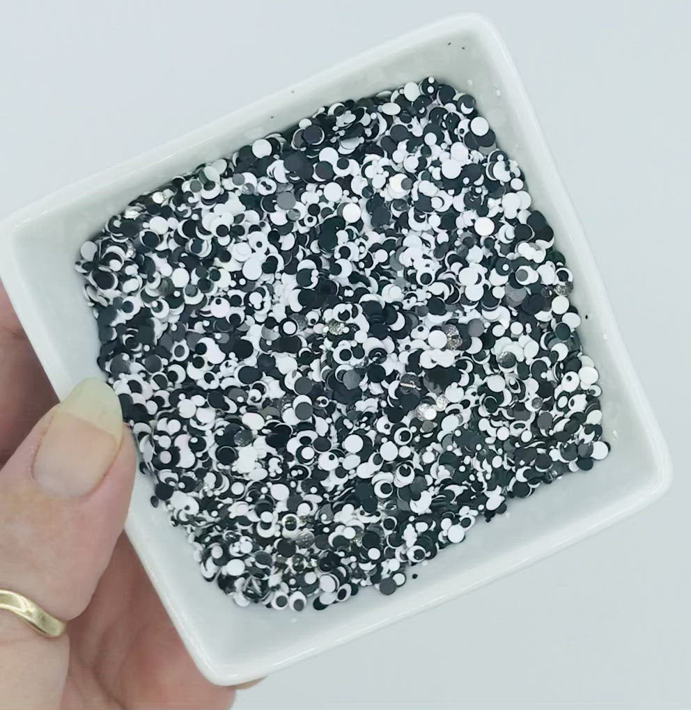 Black & White Dots shaped glitter