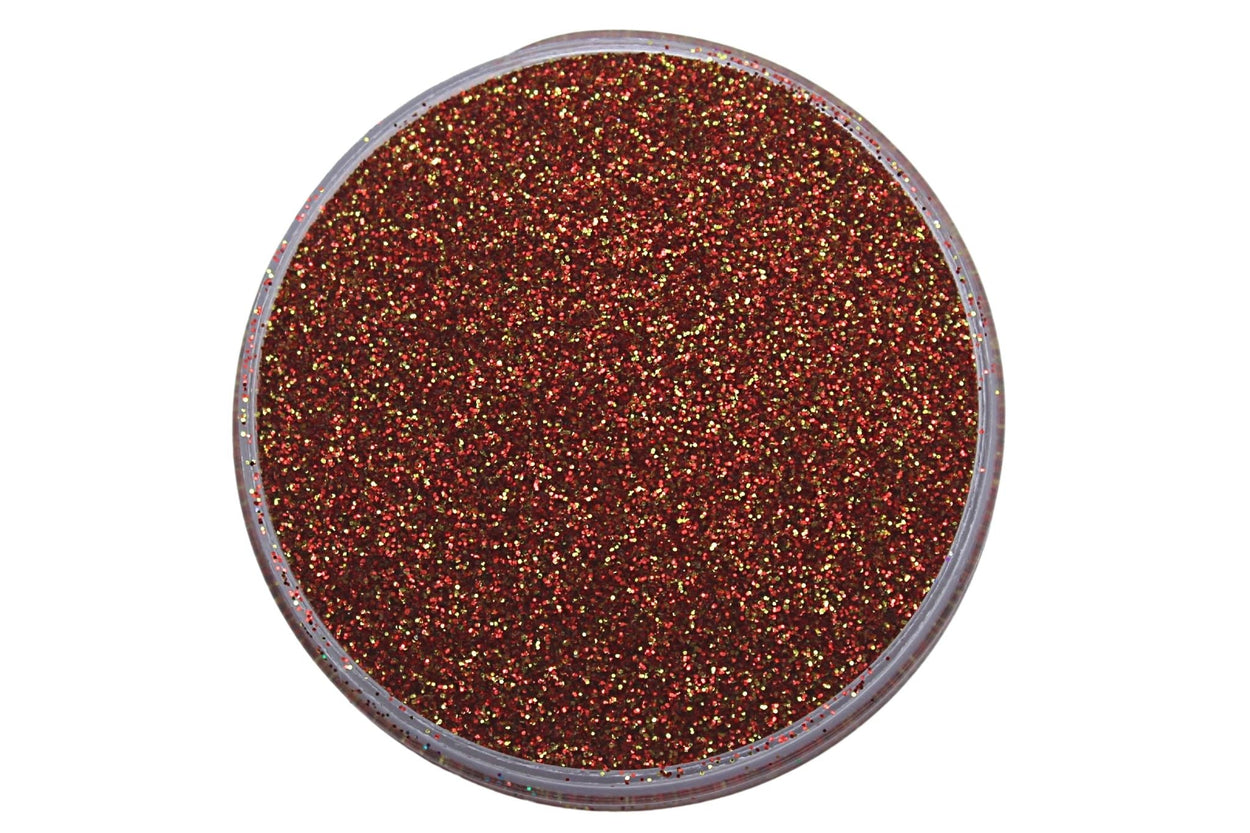 A red and gold metallic glitter