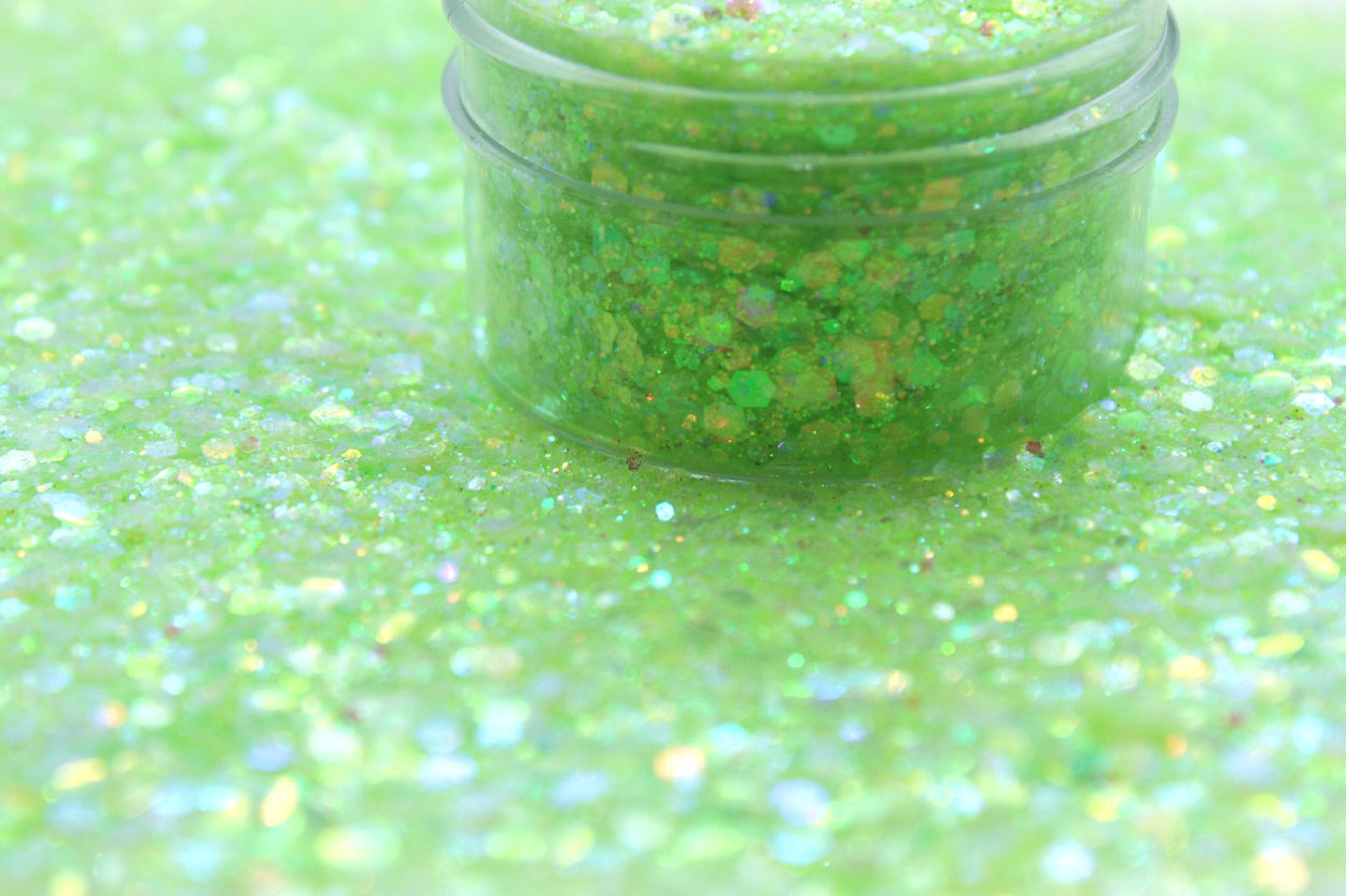 Grasshopper is a pastel green chunky glitter