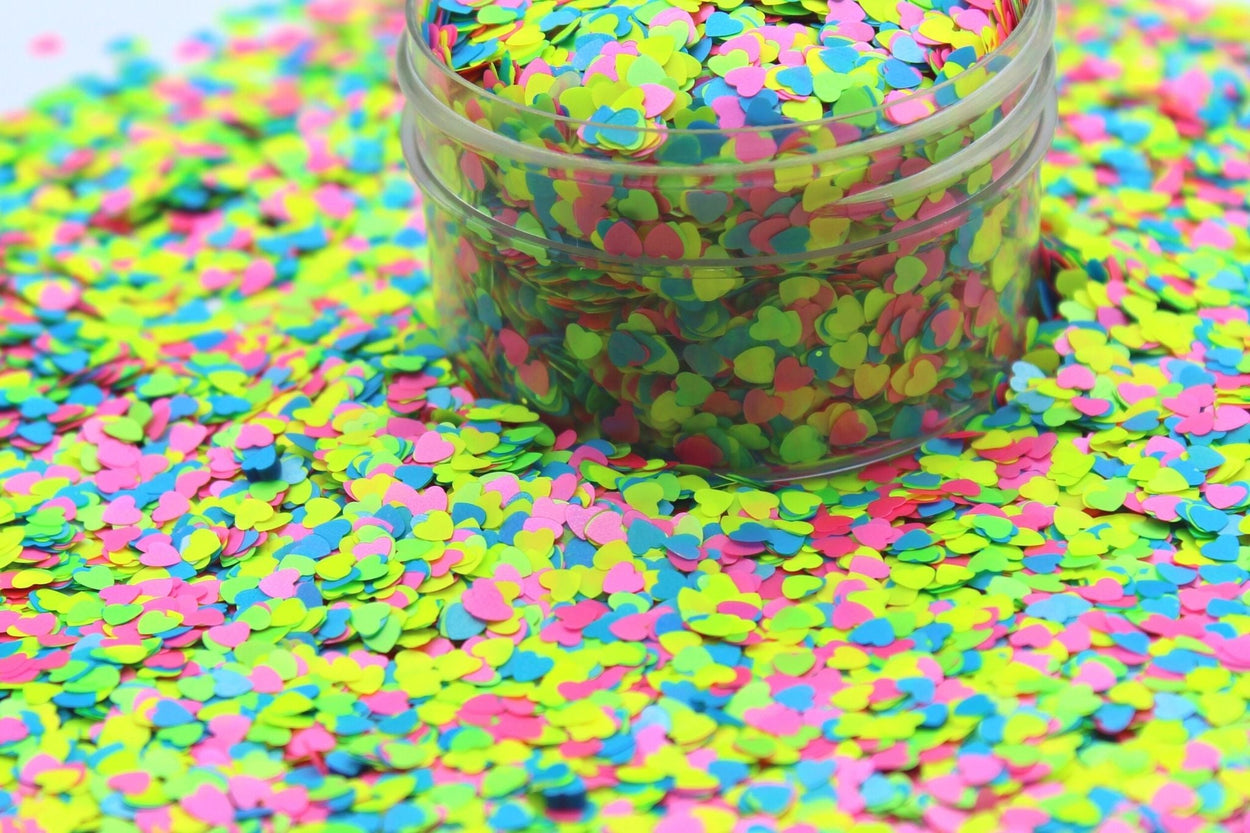 Neon Heart shape glitter