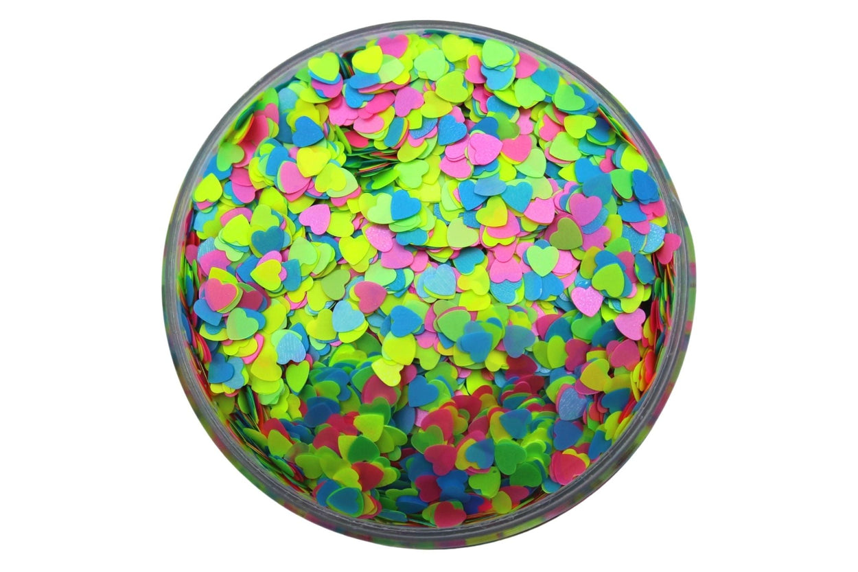 Neon Heart shape glitter