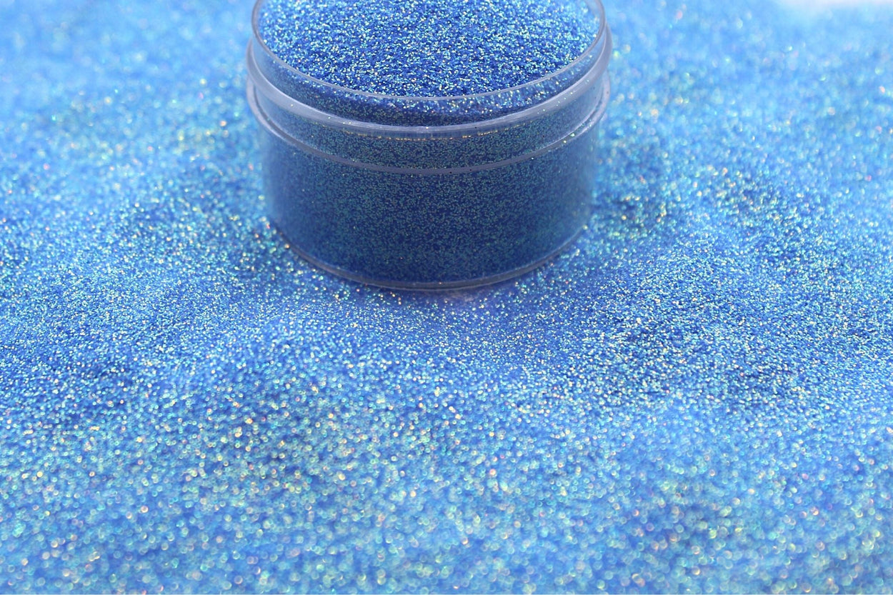 A blue holographic glitter