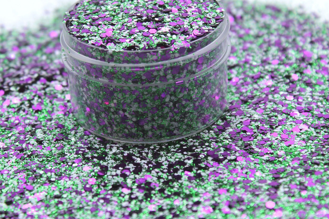 Joker is a green, purple, and white glitter mix