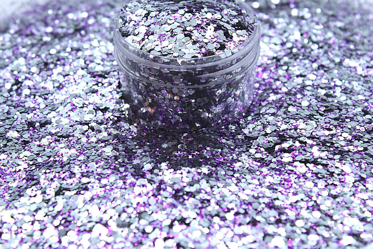 Million Dollar Baby, silver and purple metallic glitter