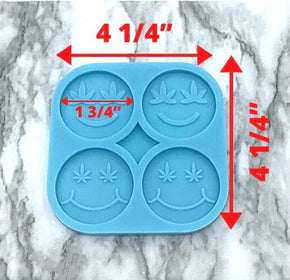 Pot Leaf Smiley Face Phone Grip Silicone Mold