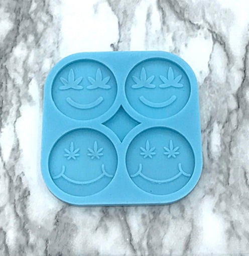 Pot Leaf Smiley Face Phone Grip Silicone Mold